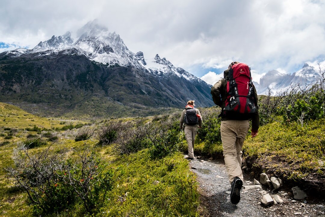 seniors hiking in mountains