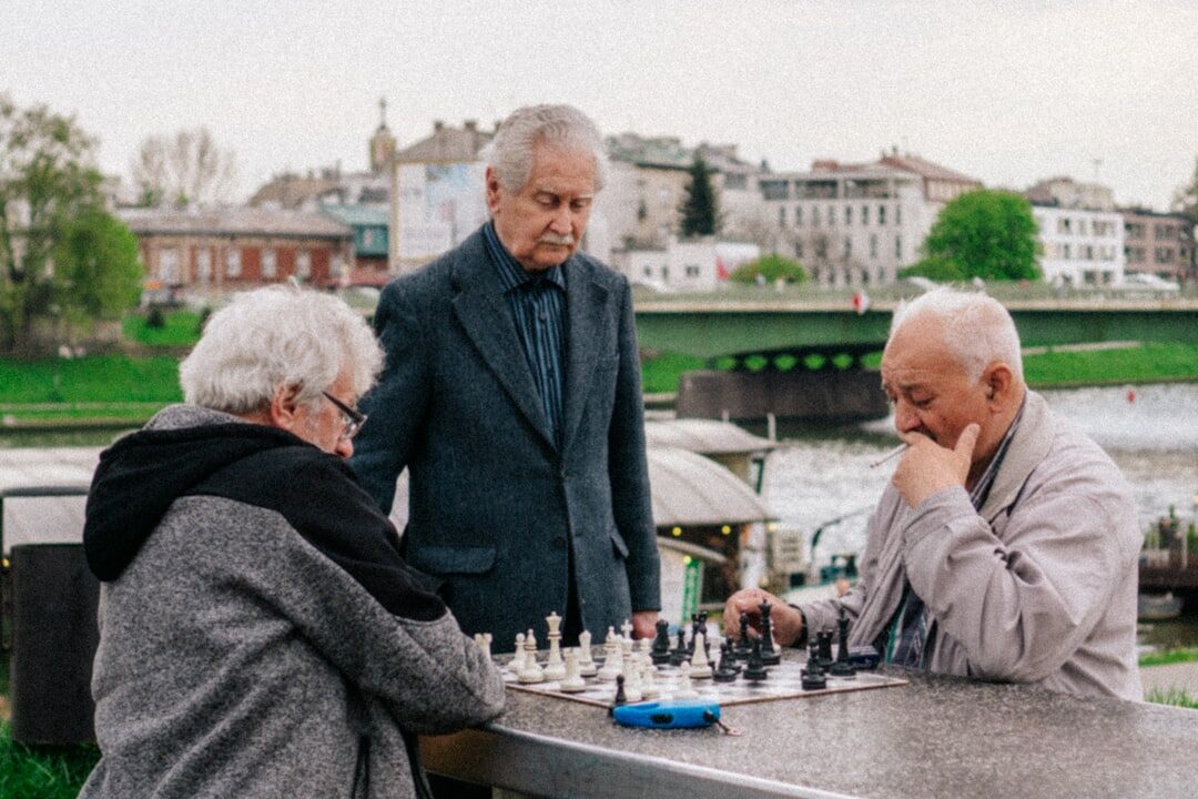 seniors playing board games